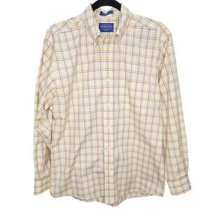 Pendleton Metro Shirt Men's 100% Cotton Button Front Yellow Plaid Preppy Shirt M